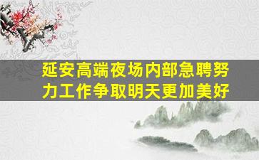 延安高端夜场内部急聘努力工作争取明天更加美好